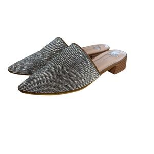 Bisou Bisou Silver Sparkle Mules Size 6.5